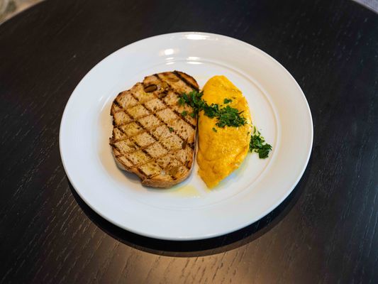 Three Egg Omelette On Sourdough Toast