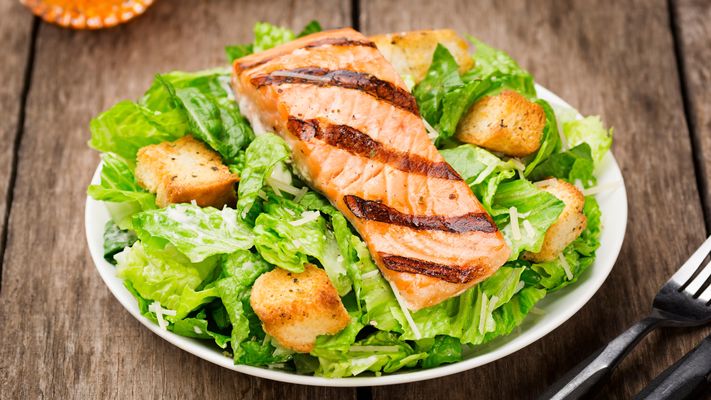 Caesar Salad With Salmon
