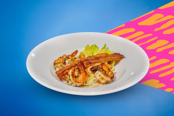 Caesar Salad  Saute Tiger Prawns สลัดซีซาร์กุ้งลายเสือ
