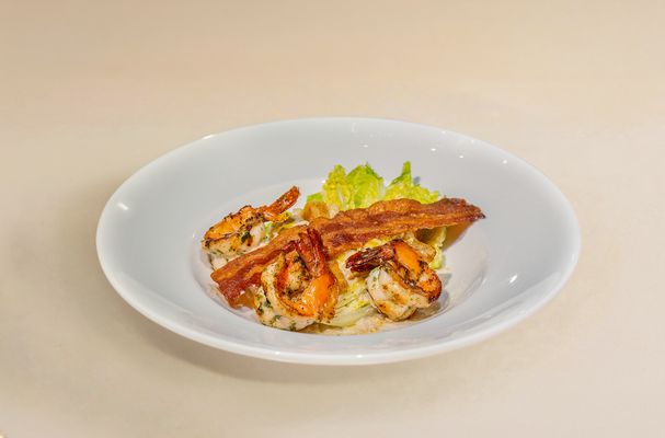 Caesar Salad  Saute Tiger Prawns สลัดซีซาร์กุ้งลายเสือ