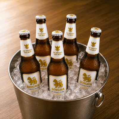 Singha Beer In The Bucket.