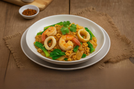 Stir-fried Flat Noodles Seafood
