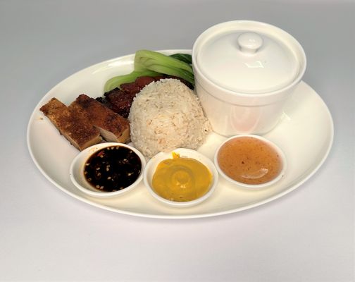 Crispy Pork Belly, Char Siu Pork With Rice