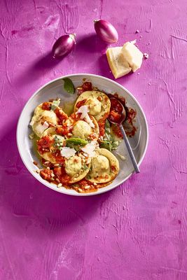 Chargrilled Aubergine & Spinach Ravioli Al Forno