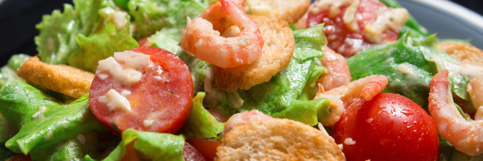 Caesar Salad With Cajun Shrimps